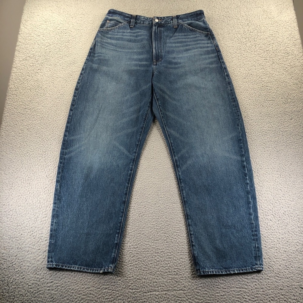 madewell Jeans Womens 31 Blue The Curvy Balloon Jean Whiskered Relaxed Denim